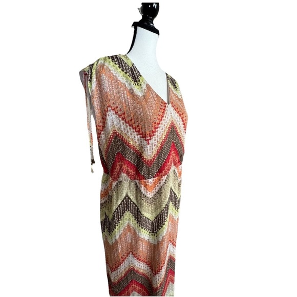 Chico's Size 2 Textured Chevron Tessa Maxi Dress V-neck Sleeveless Resortwear - Picture 6 of 12